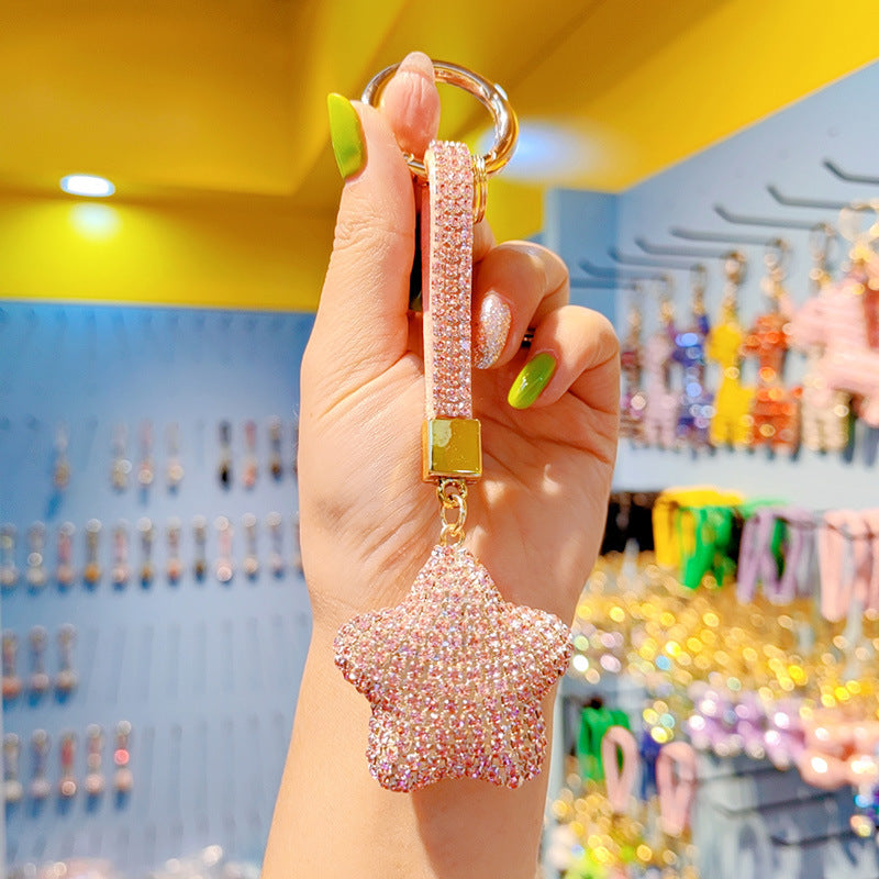 Wholesale Full Drill Star Keychain with Tassel,  Fashion Bag Charm and Car Key Accessory Gift