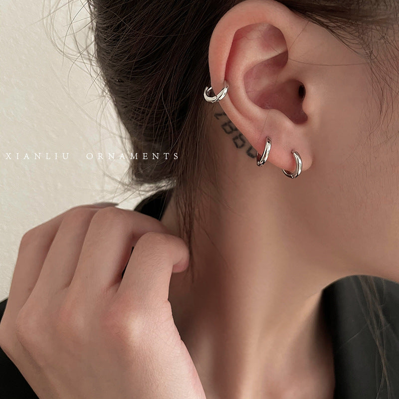 Wholesale Retro Minimalist Circle Hoop Earrings Stylish Fashion Jewelry Accessory Gift for Women