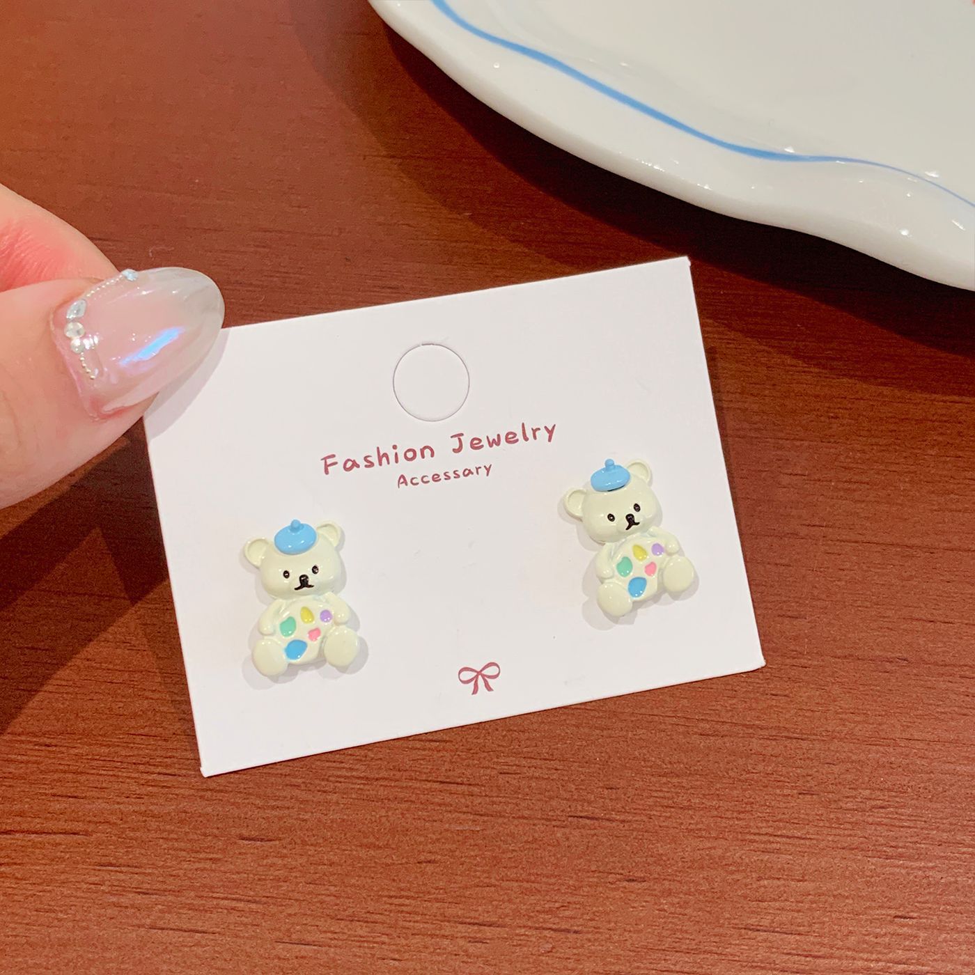 Wholesale Cute West Highland cartoon earrings with silver needle design  bear and horse all-match earrings