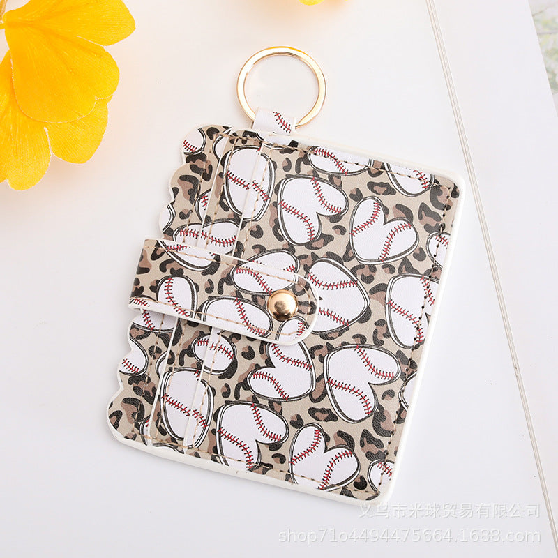 Wholesale Baseball Softball Leopard Print Cow Print PU Pickup Bag Keychain ACC-KC-HaoBao001