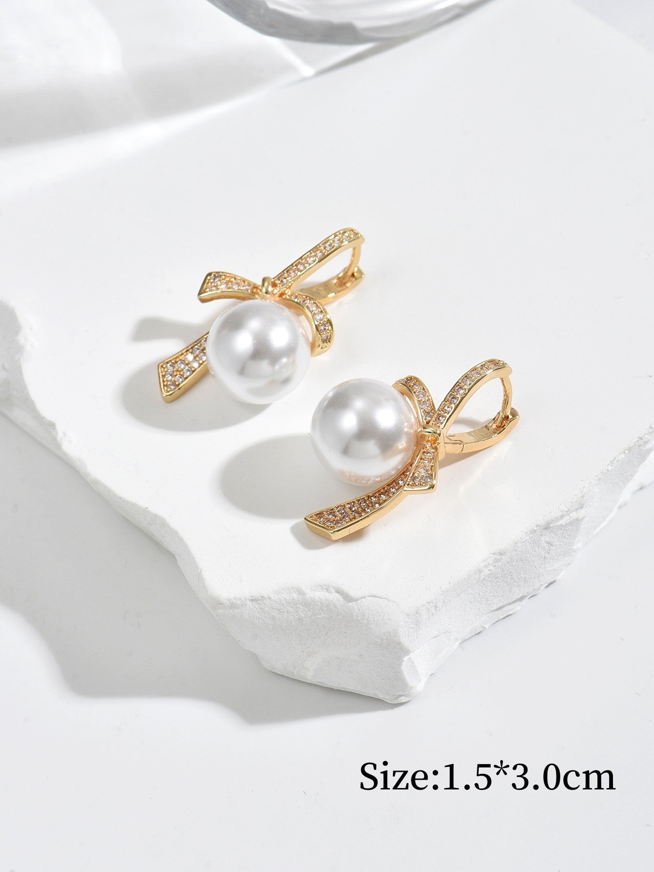 Wholesale Bow Pearl Earrings with Diamond Light Luxury Ear Stud