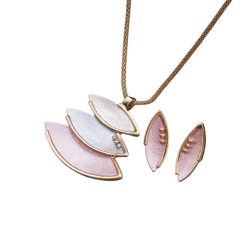 Wholesale  Color Painting Oil Geometric Petal Earrings Pendant Necklaces suit