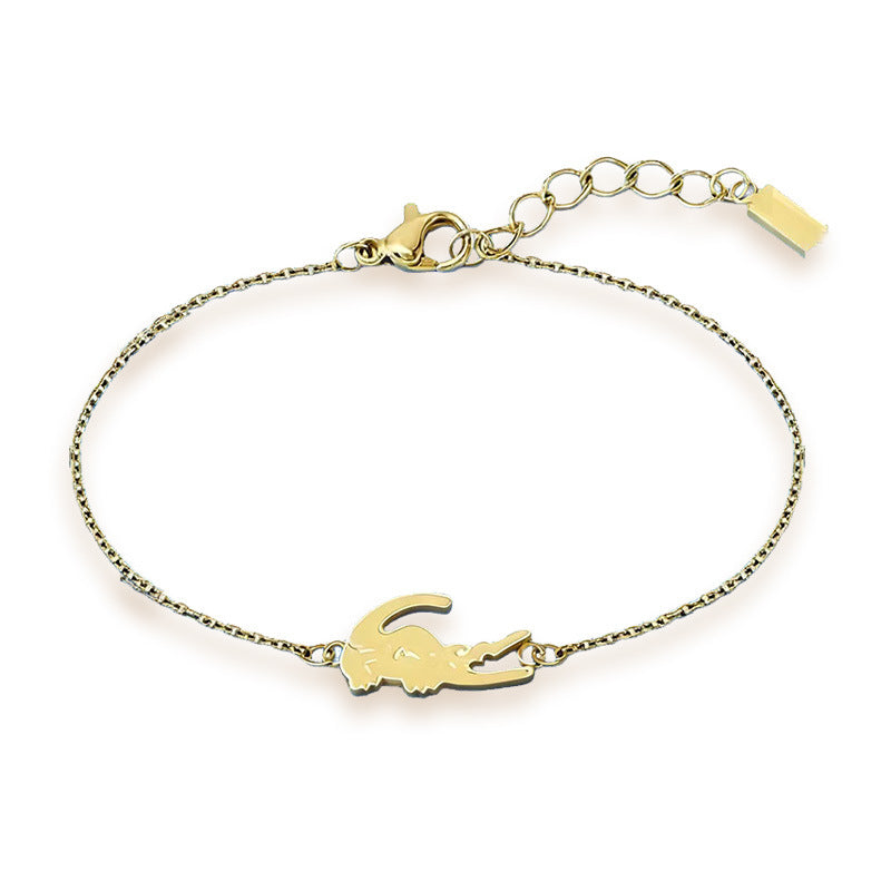 Wholesale Adjustable titanium steel bracelet with large crocodile design
