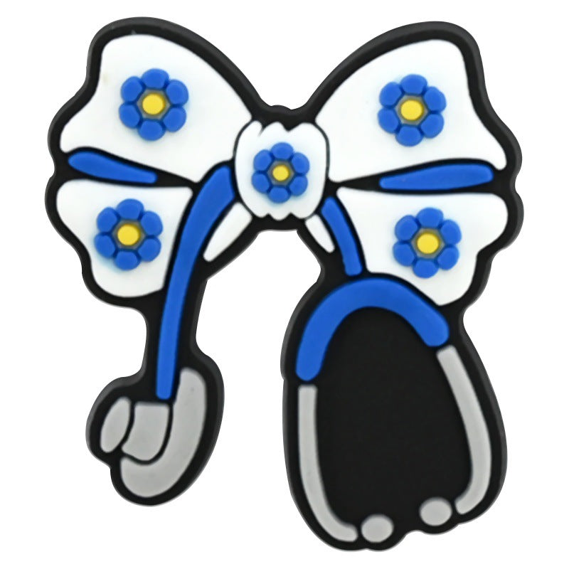 Wholesale  Random 100PCS cARtoon bows PVC Soft Rubber Shoe Buckle Decoration