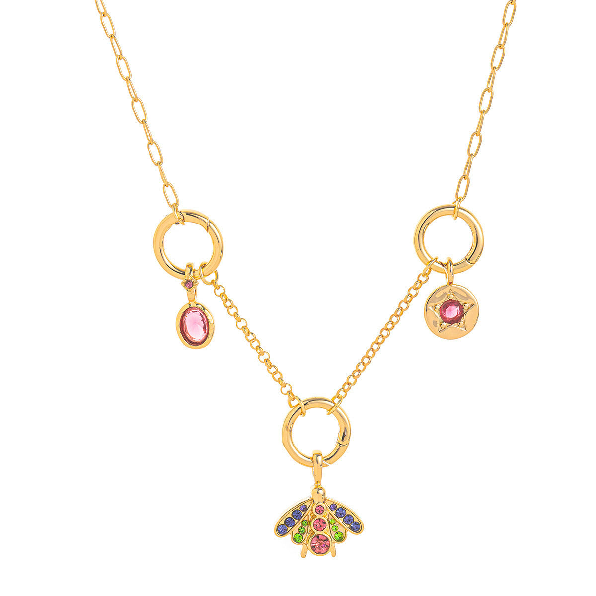 Wholesale Zircon Pendant Transparent Blue Red Cross Border toucan Copper Necklace