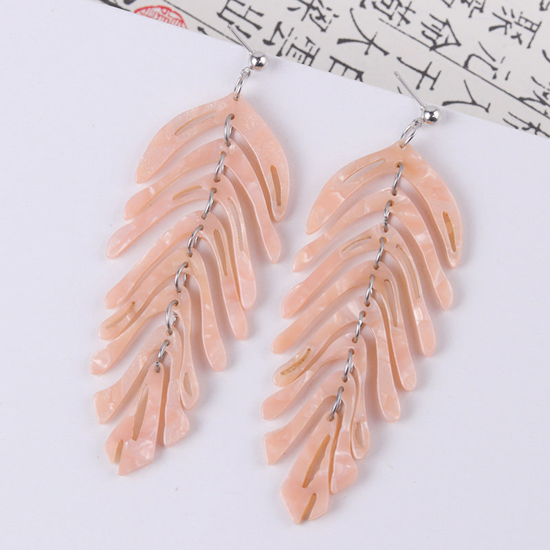 Wholesale leaf earrings fresh simple leaf acrylic acetate earrings Tassel Style