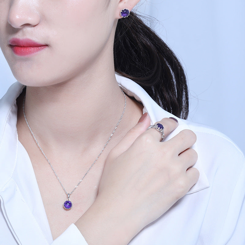 Wholesale  S925 Silver Color Gem Fashion Set Creative Design Firework Zircon Jewelry