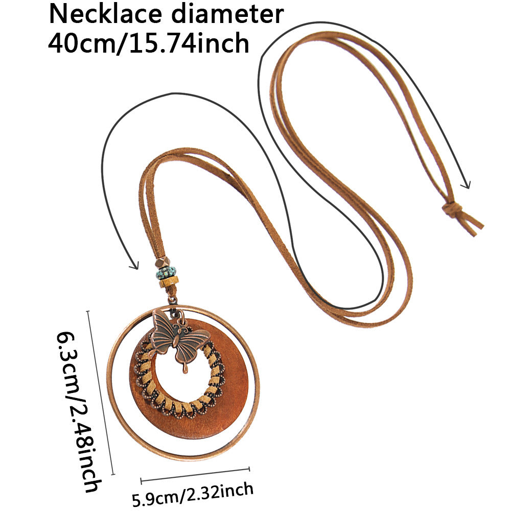 Wholesale Zinc Alloy Ethnic Style Necklace with Butterfly and Camellia Design Fashion Jewelry Accessory