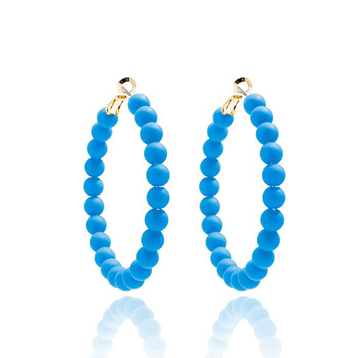 Wholesale Summer Colorful Acrylic Beads Round Earrings Bohemian Stud Earrings ACC-ES-Yunh001