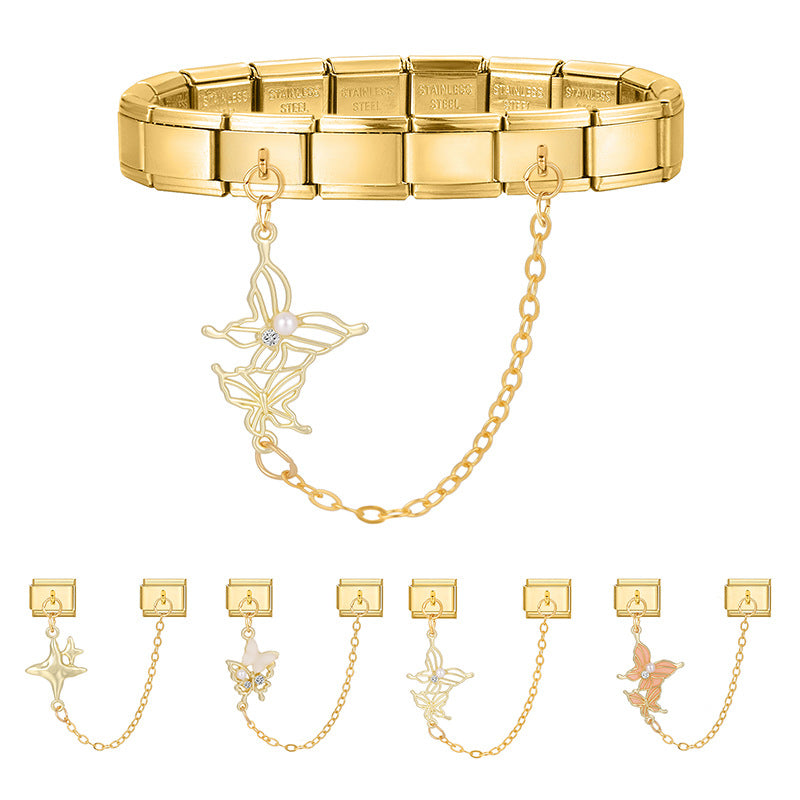 Wholesale Italian Charm Bracelet 9mm DIY Splicing Double Pendant  Stainless Steel Composable Bracelet