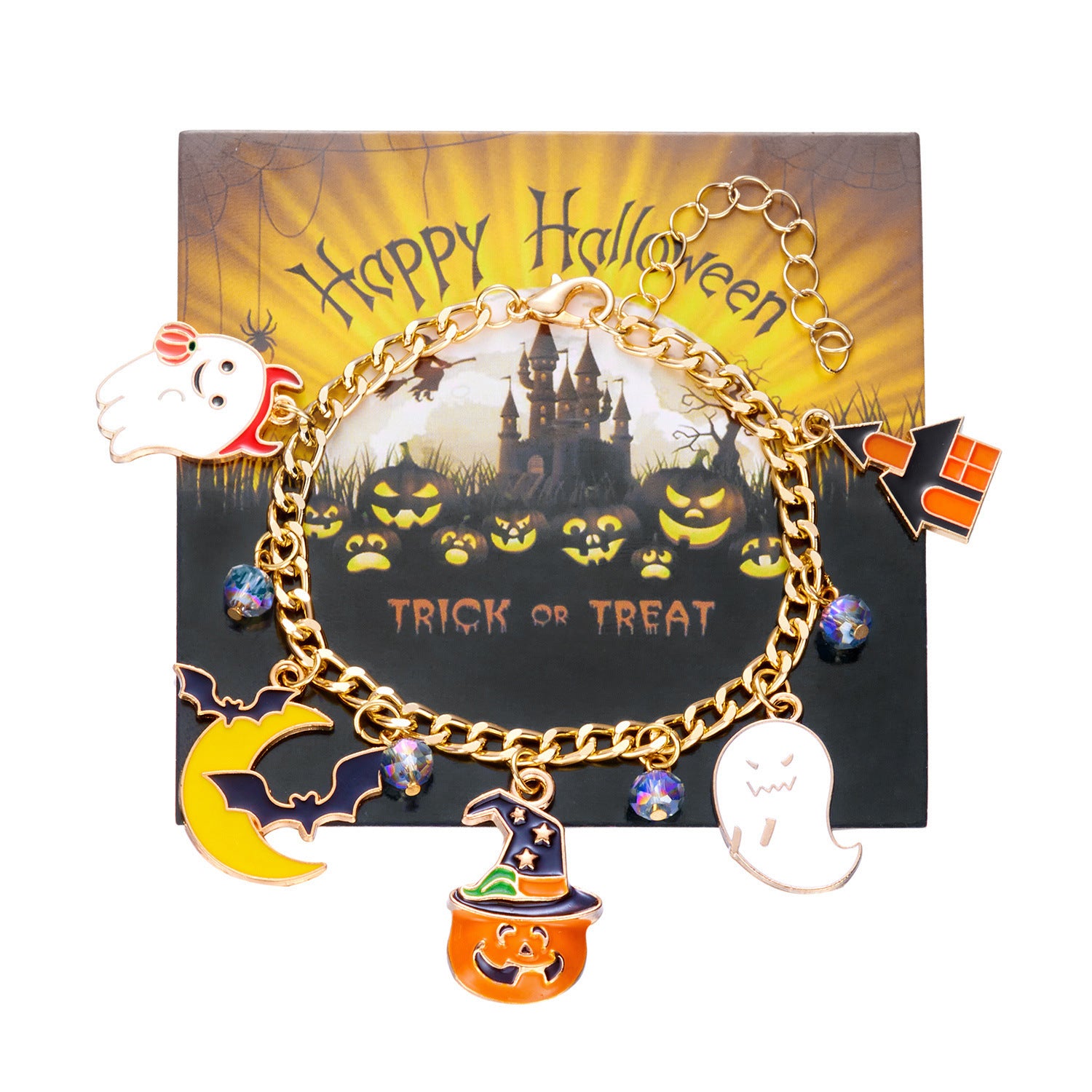 Wholesale Alloy Electroplated  Bracelet with Pumpkin Bat  Web Ghost Pendants - Stylish Jewelry Accessory for Unisex