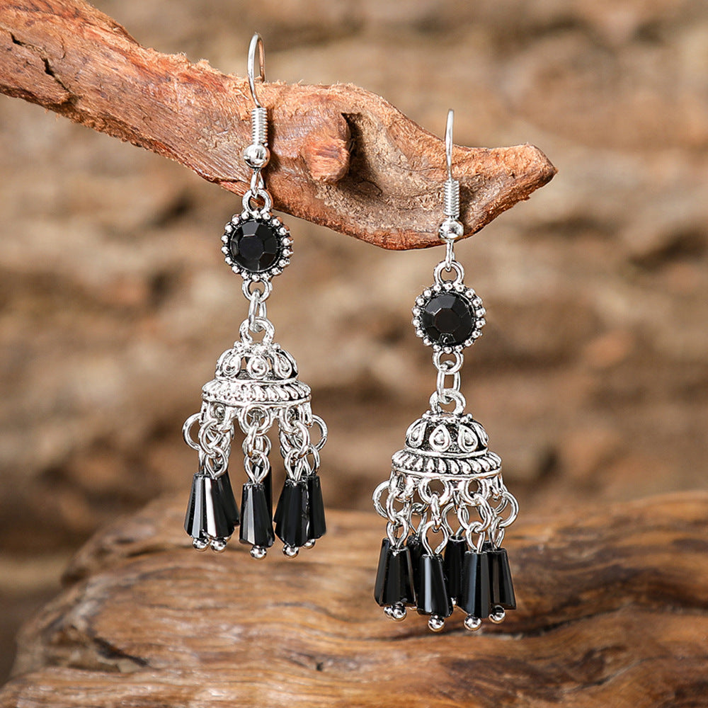 Wholesale ‌ New Chinese-Style Retro Ethnic Silver Tassel Earrings,  Exotic Ethnic Style,  Light Luxury,  High-End Feel,  Ancient Style Ear Hooks and Ear Pendants ‌