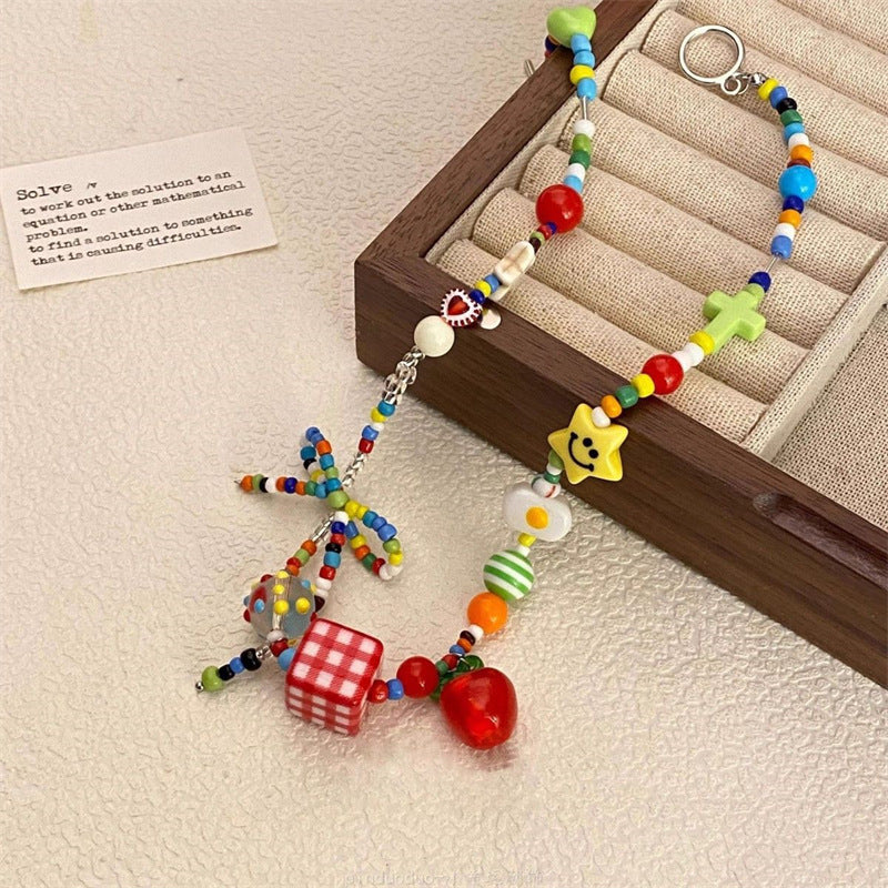 Wholesale Cartoon Ceramic Puppy Beaded Pendant Necklace