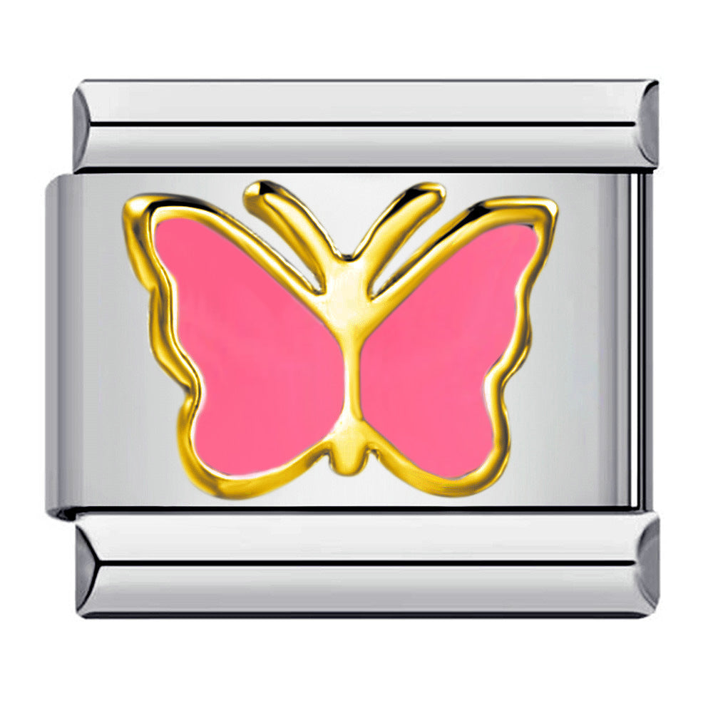 Wholesale  Italian modular stamped heart and butterfly DIY bracelet