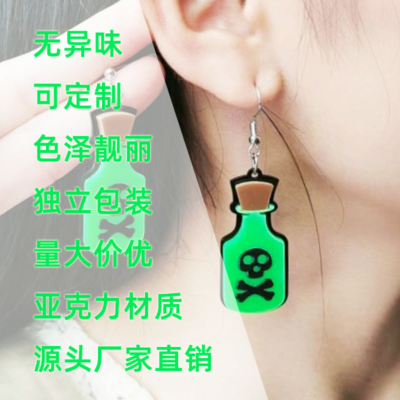 Wholesale Trendy Acrylic  Earrings with Skull Pumpkin Design - Jewelry Accessory for Party Wear and Gift