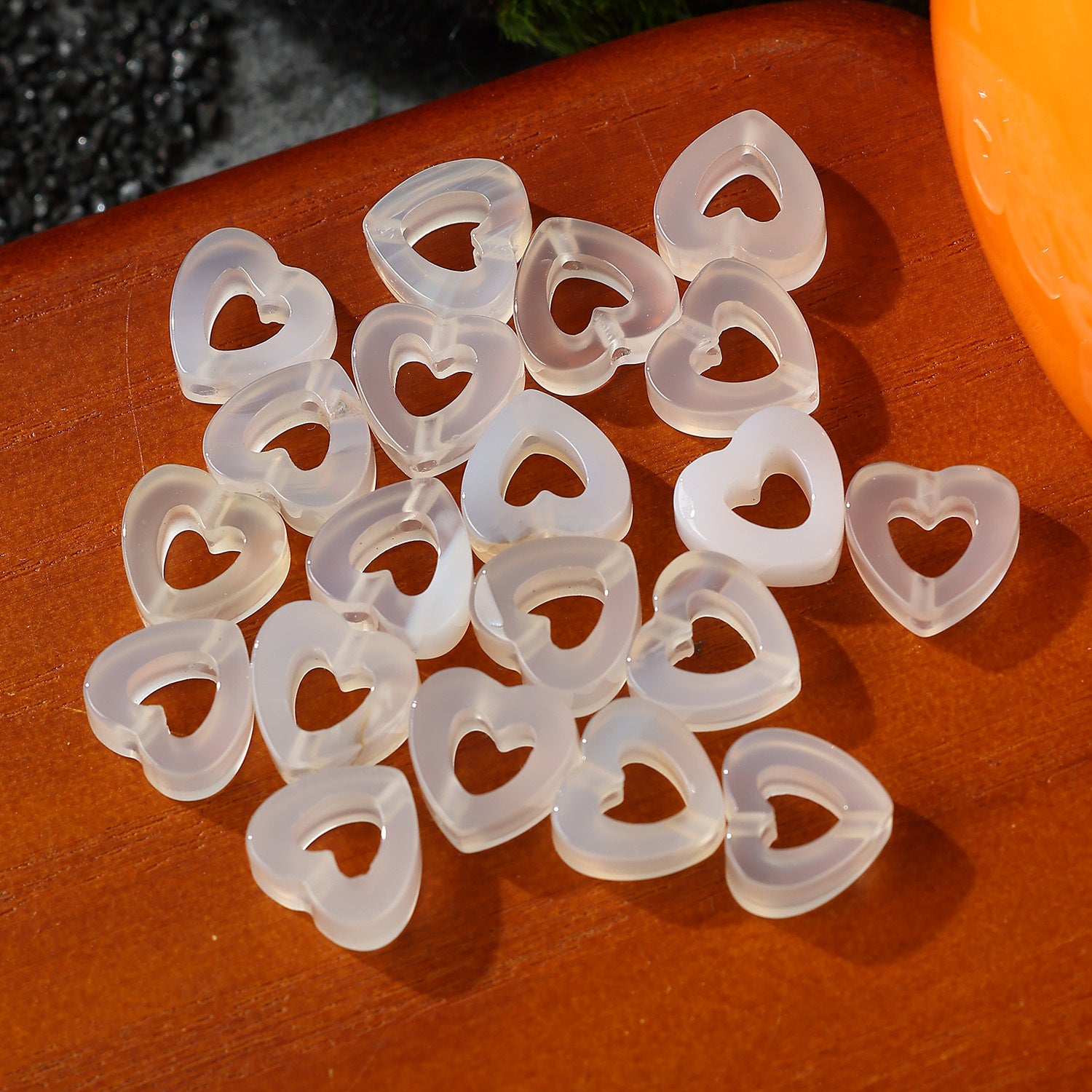 Wholesale 10mm Natural Crystal Agate Stone Hollow Heart Necklace  Pendant