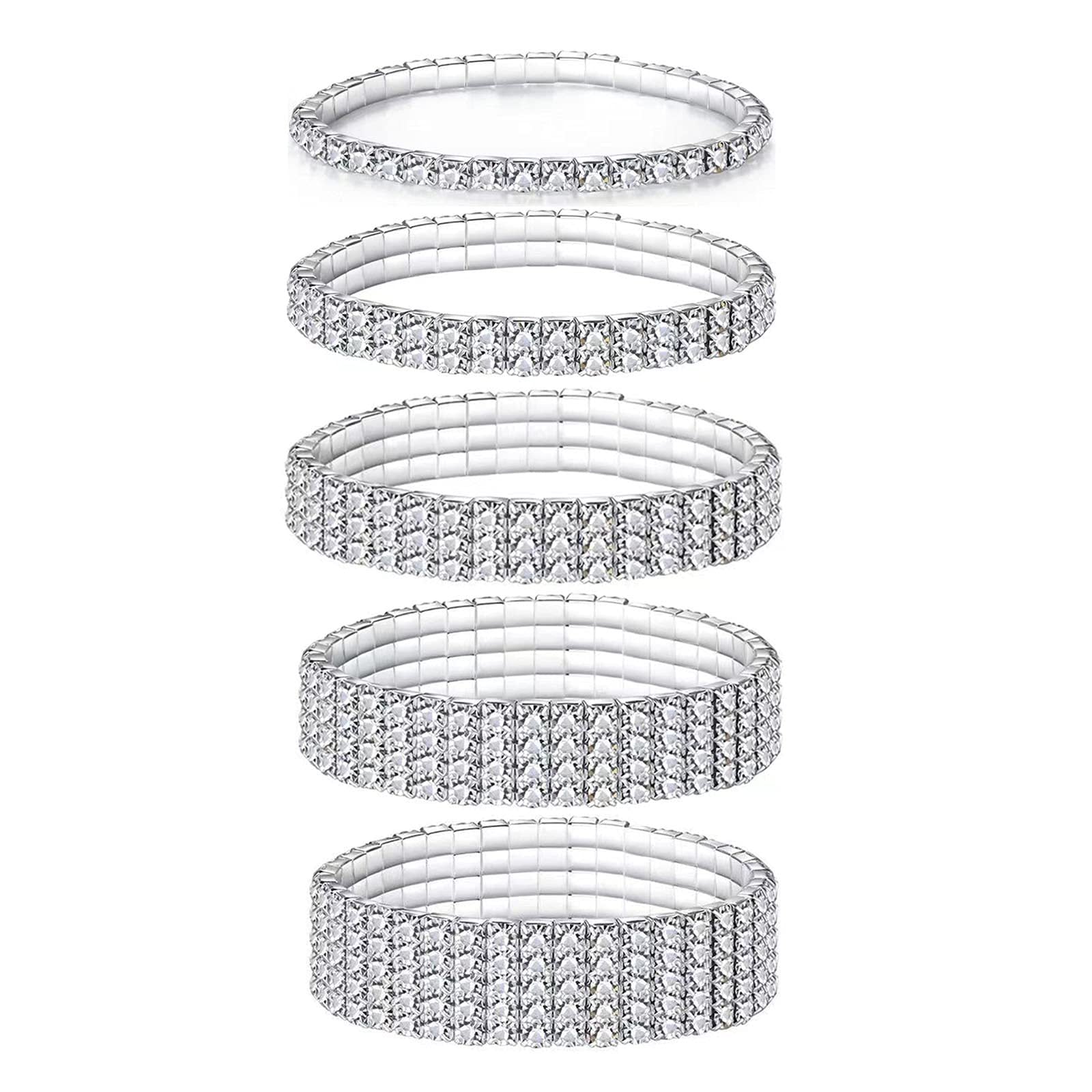 Wholesale Simple Bracelet with 8 Rows of Diamonds and Shiny Bracelets Necklace Set ACC-BT-ChenRui001