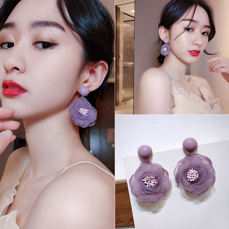 Wholesale Vintage Purple Green Lace Flower Earrings ACC-ES-ZhiShifang001