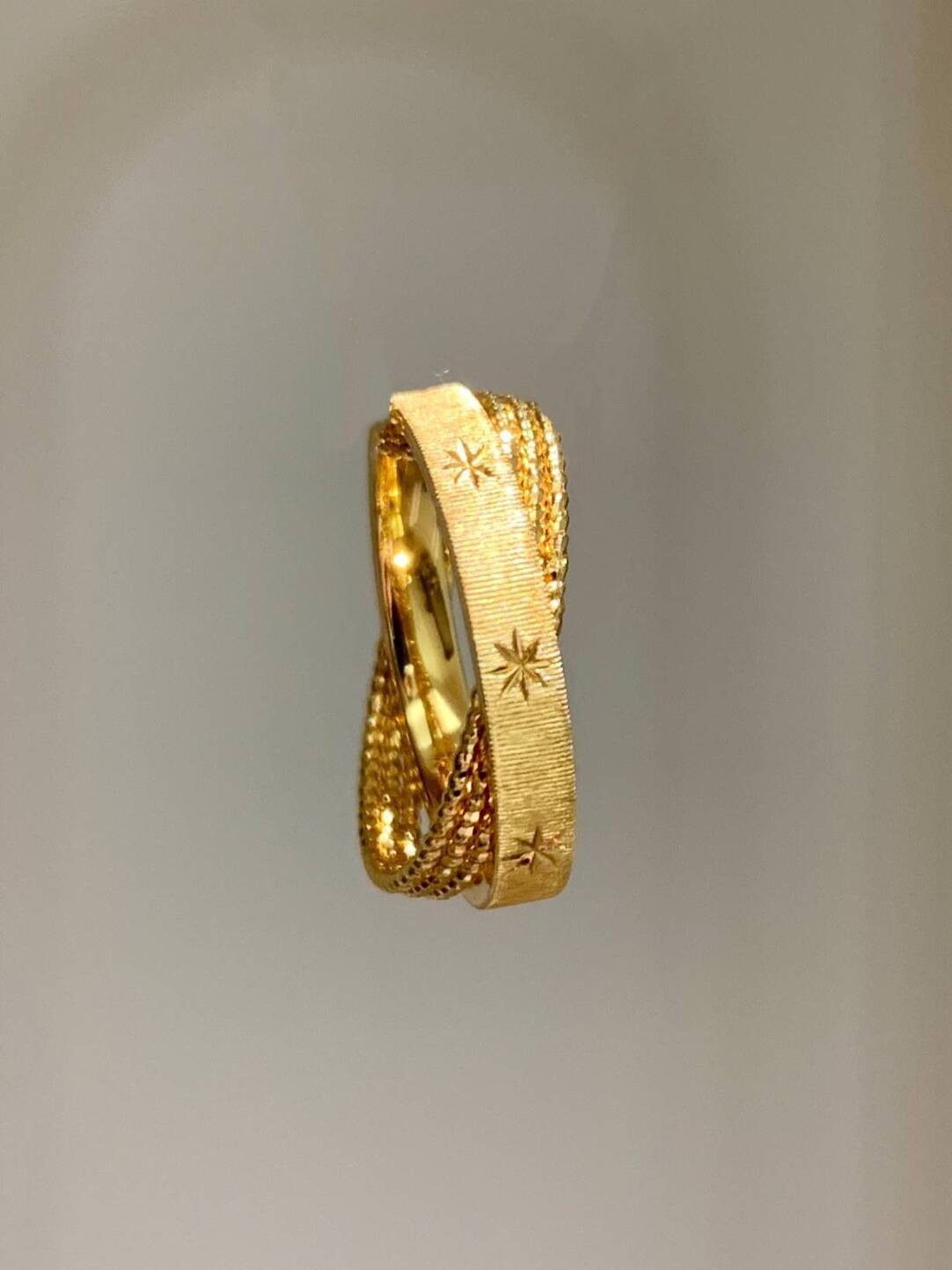 Wholesale Gold Plated Copper Star Ring,  Brushed Vintage Design,  Women' s Jewelry Accessory