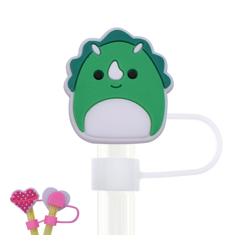 Wholesale Random 100pcs Cartoon Cute Pig Straw Cover 10MM Straw Tube Cap