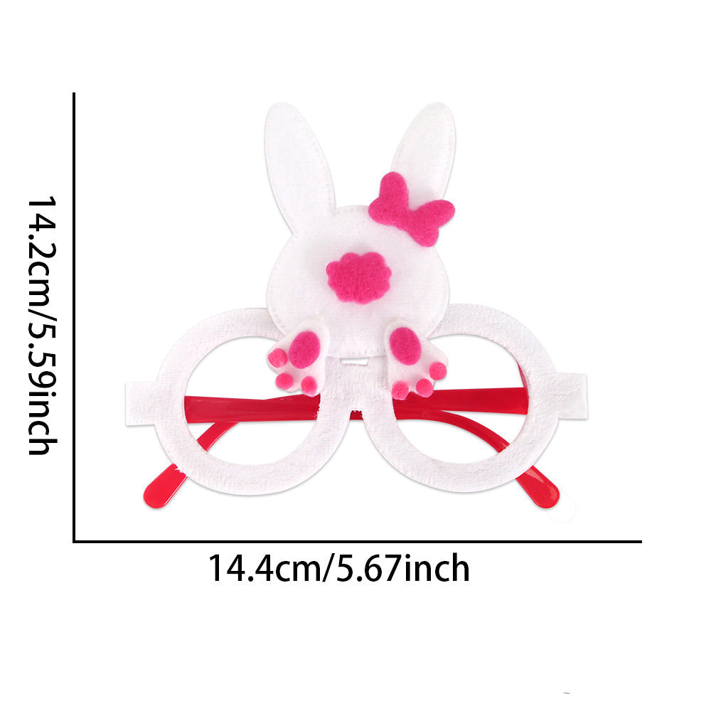 Wholesale  Easter decorations flannel chicken rabbit photo glasses decoration