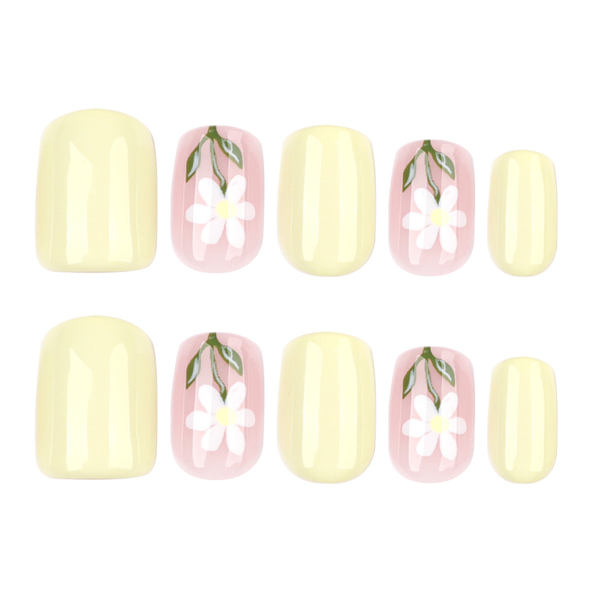 Wholesale 24 Pieces/box Yellow Daisy Flowers Nails Kits Nail Stickers