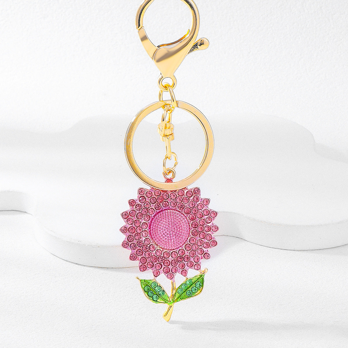 Wholesale Sunflower Keychain Alloy Inlaid with Diamonds Floral Metal Keychain