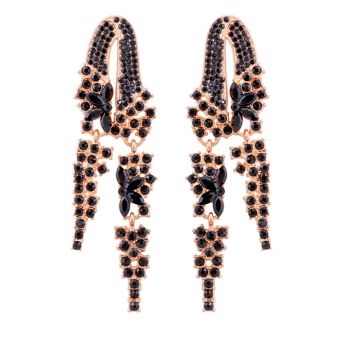 Wholesale Flower Geometric Diamond Tassel Earrings ACC-ES-JuJia006