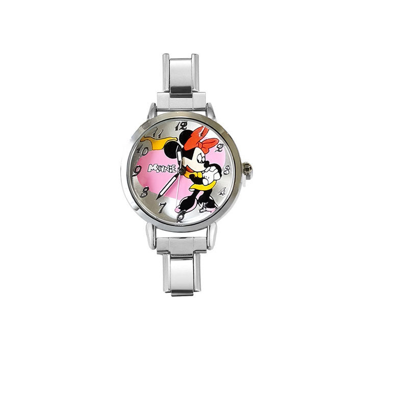 Wholesale Italian modular cartoon animation stainless steel strap student couple waterproof fashion women' s watch DIY disassembly wristwatch