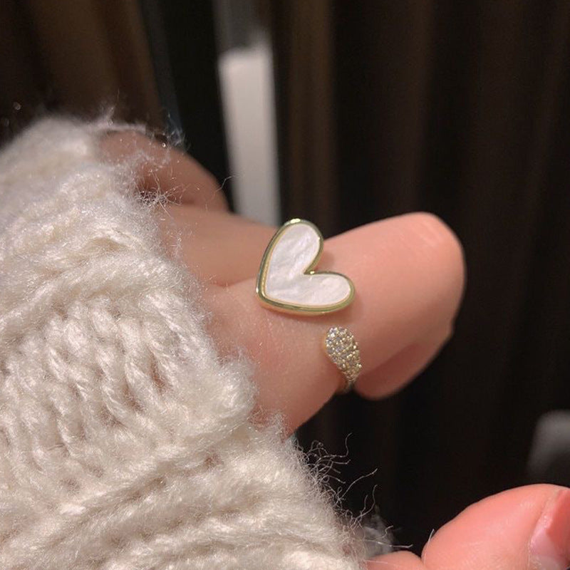 Wholesale Stylish Heart Shaped Open Ring For Women Minimalist Korean Fashion Jewelry Accessory In Zinc Alloy Adjustable Everyday Wear