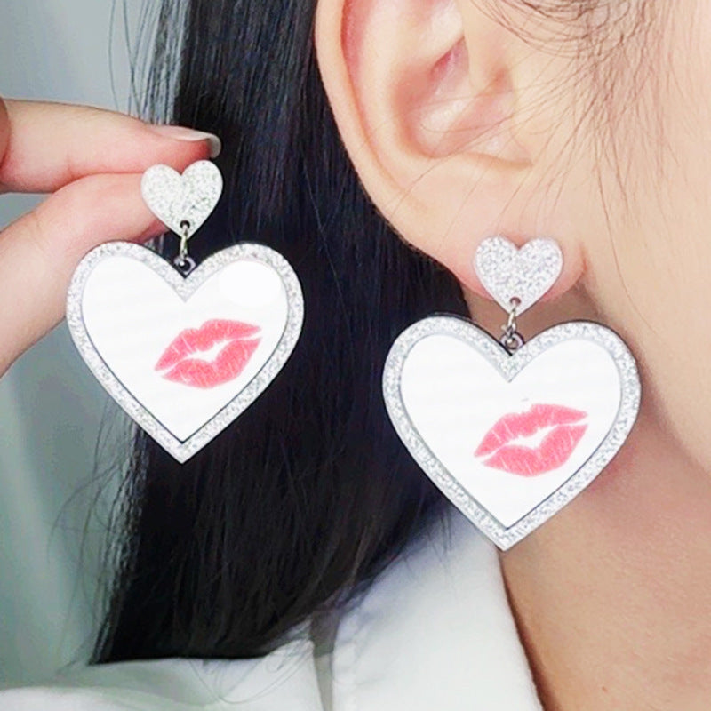Wholesale  Skull Pocket Knife Mirror Heart Lip Earrings