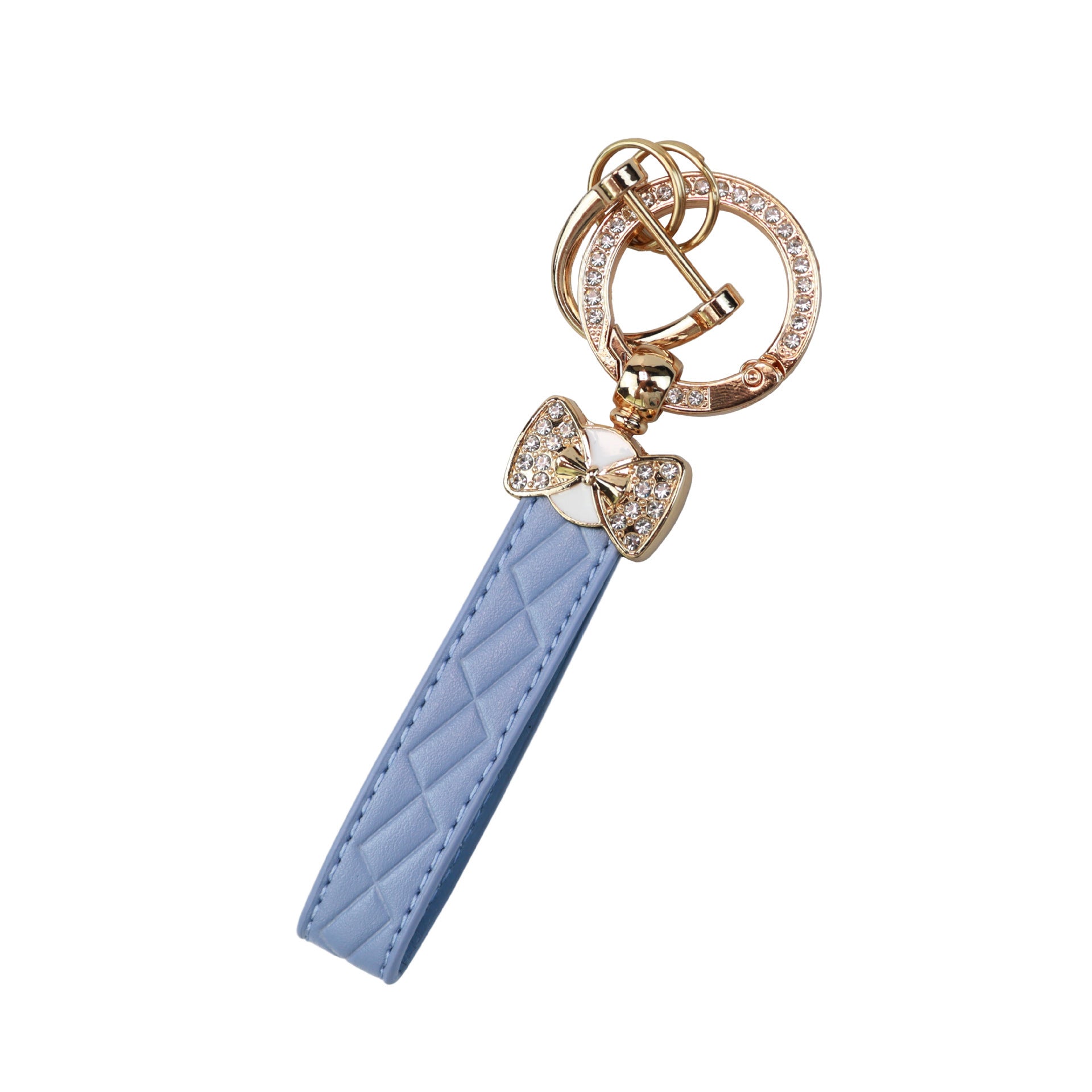 Wholesale Zinc Alloy Leather Rhinestone Butterfly Keychain - Stylish Car Key Accessory for Gifts