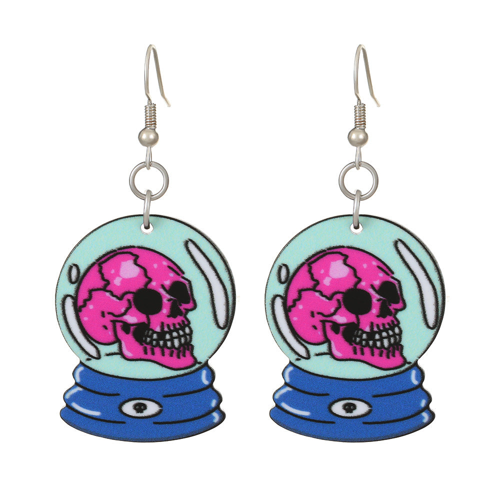 Wholesale  Acrylic Heart Skeleton Dangle Earrings for Women Party Wear Fashion Accessory