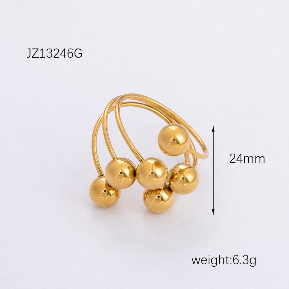 Wholesale Retro Light Luxury Ball Ring Stainless Steel Plated 18K Gold Rings ACC-RS-YuHui002