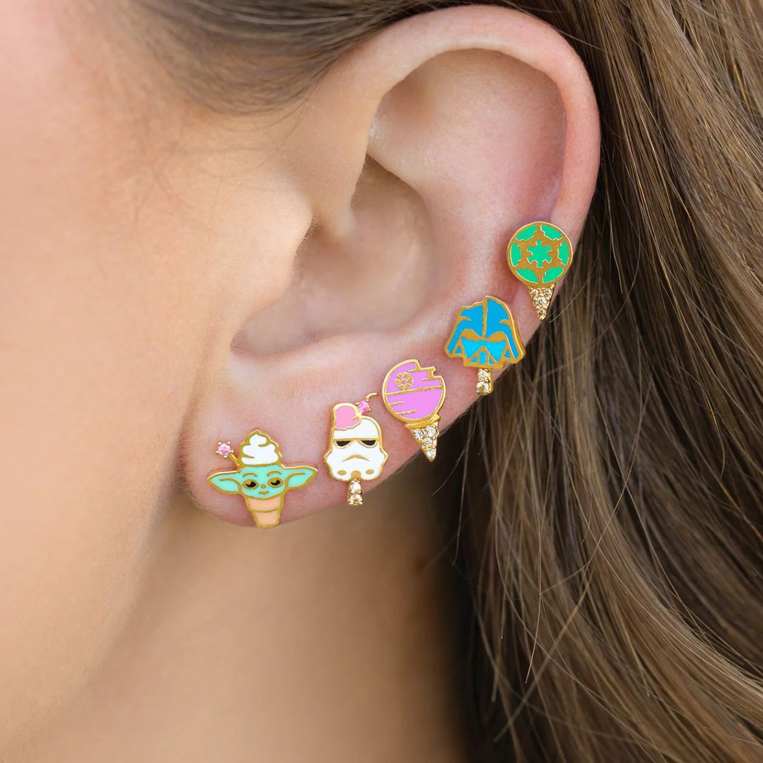 Wholesale Cute Oil Dripping Summer Cartoon Ice Cream Copper Plated 18K Gold Earrings ACC-ES-Xiny009