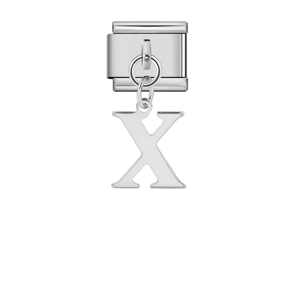 Wholesale Italian Charm Bracelet 9mm DIY Silver Simple Letter  Creative Stainless Steel Composable Bracelet