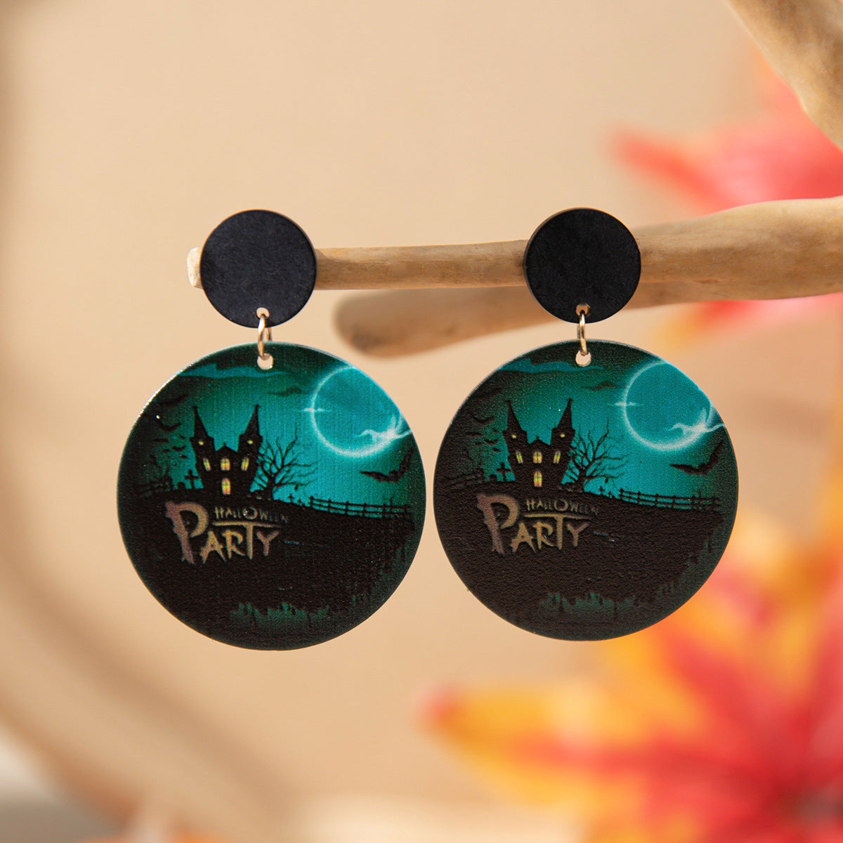 Wholesale Halloween Ghost Earrings  Bat Resin Funny Distinctive Earrings
