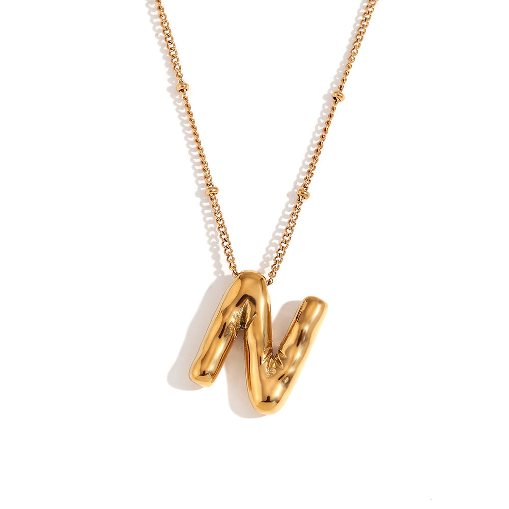 Wholesale Stainless Steel Plated 18K Gold Lettered Pendant Necklace ACC-NE-Mengj002