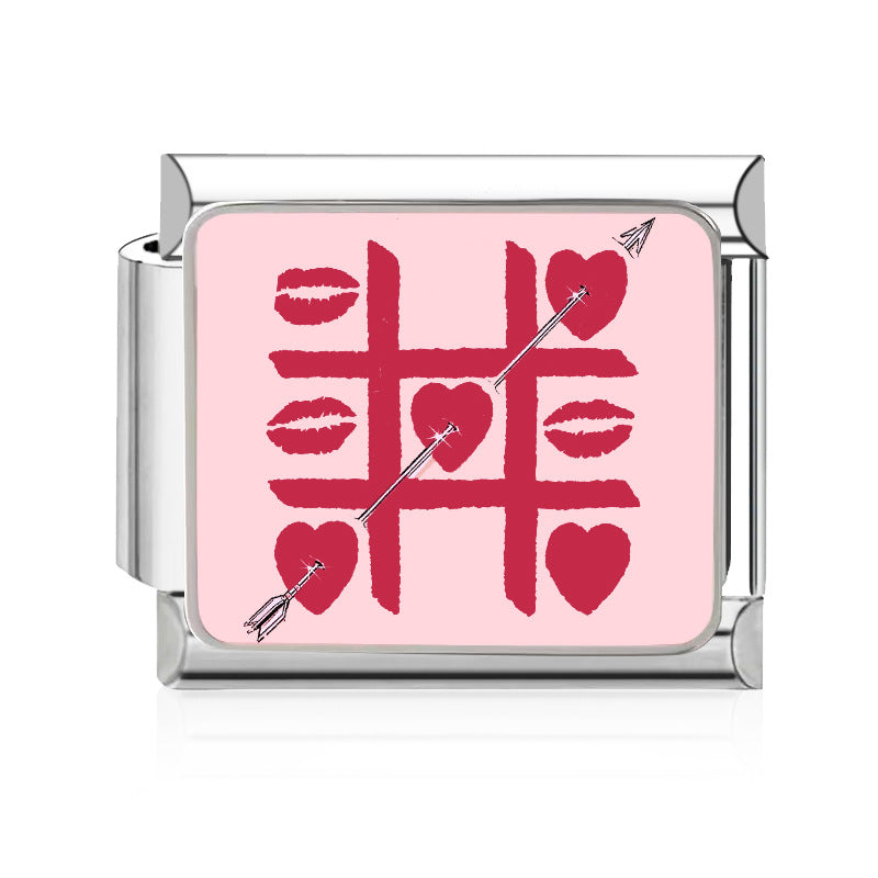 Wholesale 9mm Italian Charm Starter Bracelets DIY Pink Heart Series Stainless Steel Composable Bracelet