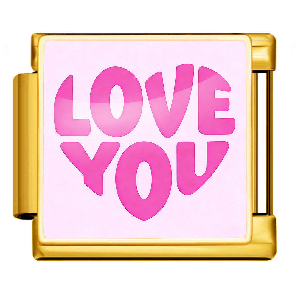 Wholesale Titanium Steel Love Series Square Pattern Modular Bracelet For Valentine S Day Gifts