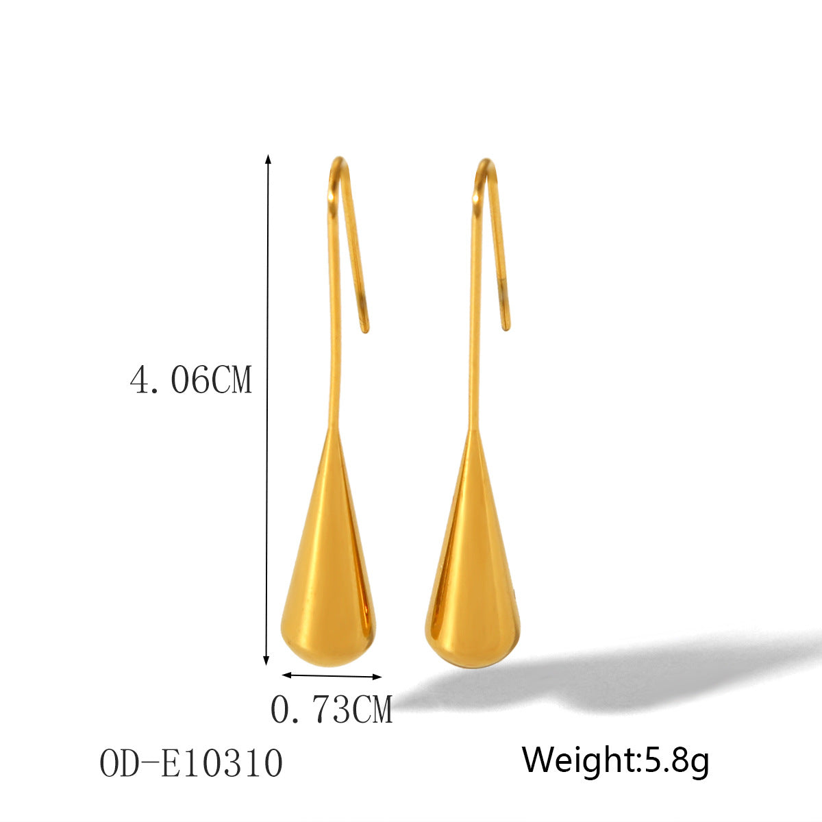 Wholesale  stainless steel 18K gold drop-shaped ear hook earrings