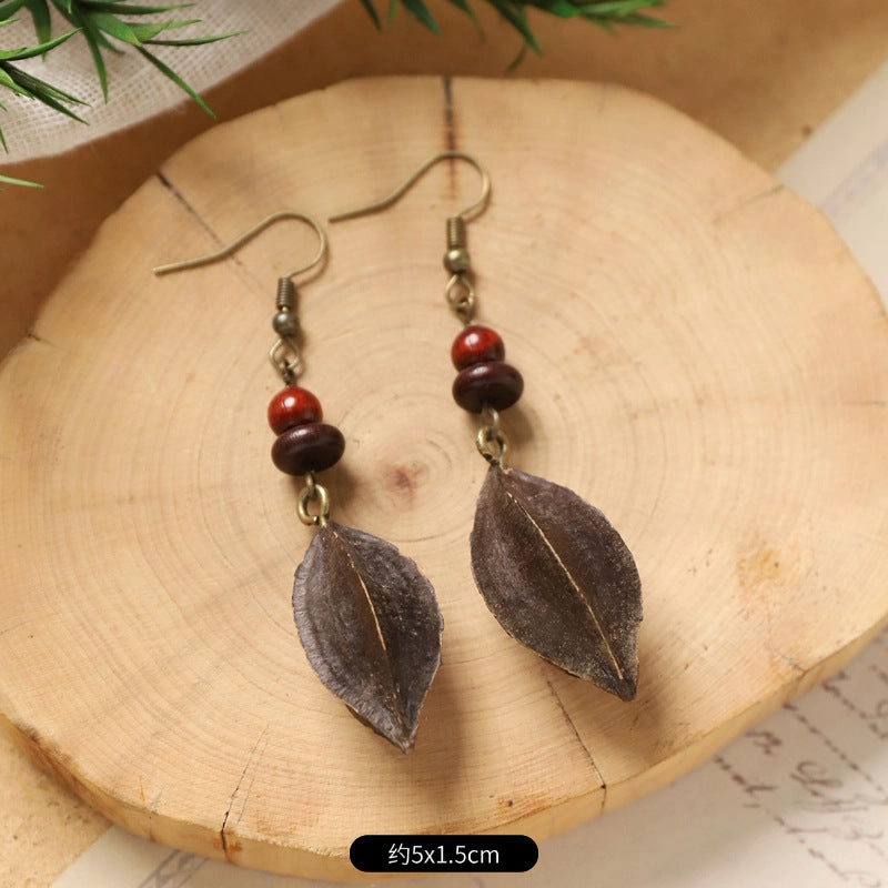 Wholesale Vintage Hand-made Plant Fruit Wood Earrings