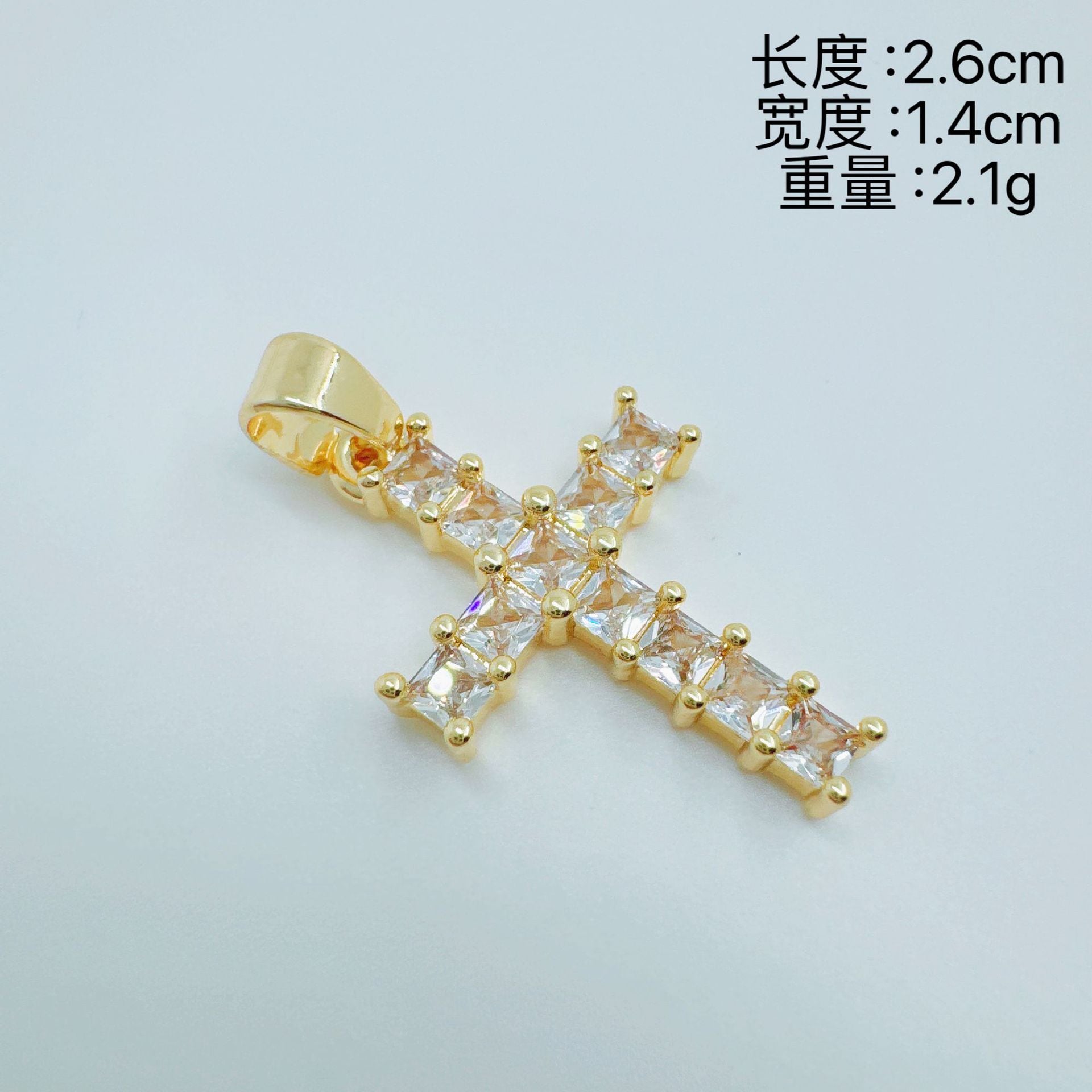 Wholesale Light Luxury Design Copper Gold Plated Micro Inlaid Zircon Cross Necklace