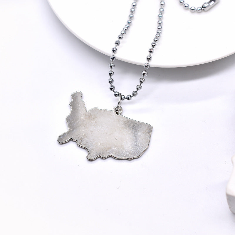 Wholesale United States Flag Zinc Alloy Pendant Necklace Independence Day Necklace