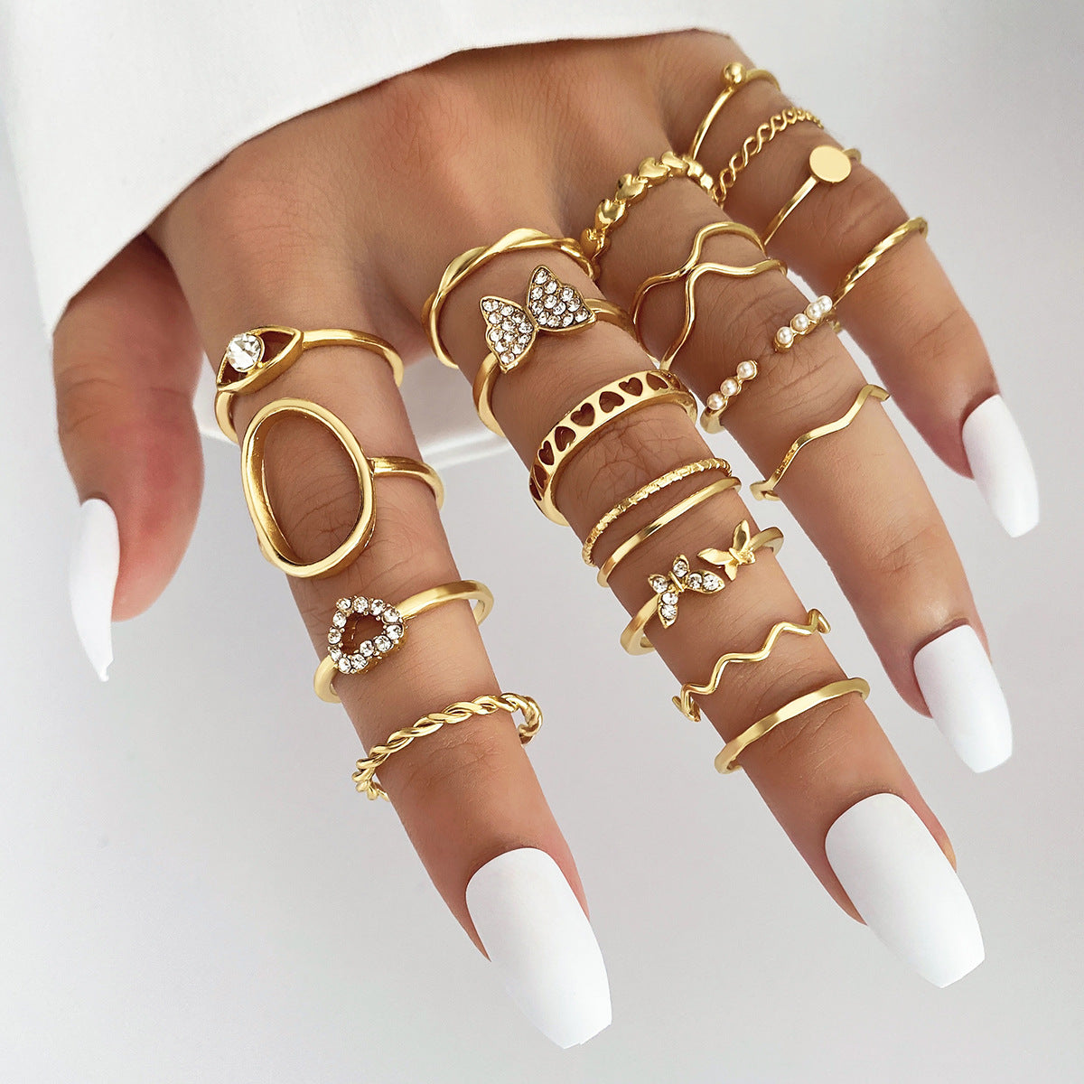 Wholesale  30pcs/set color gem ring literary retro butterfly snake ring