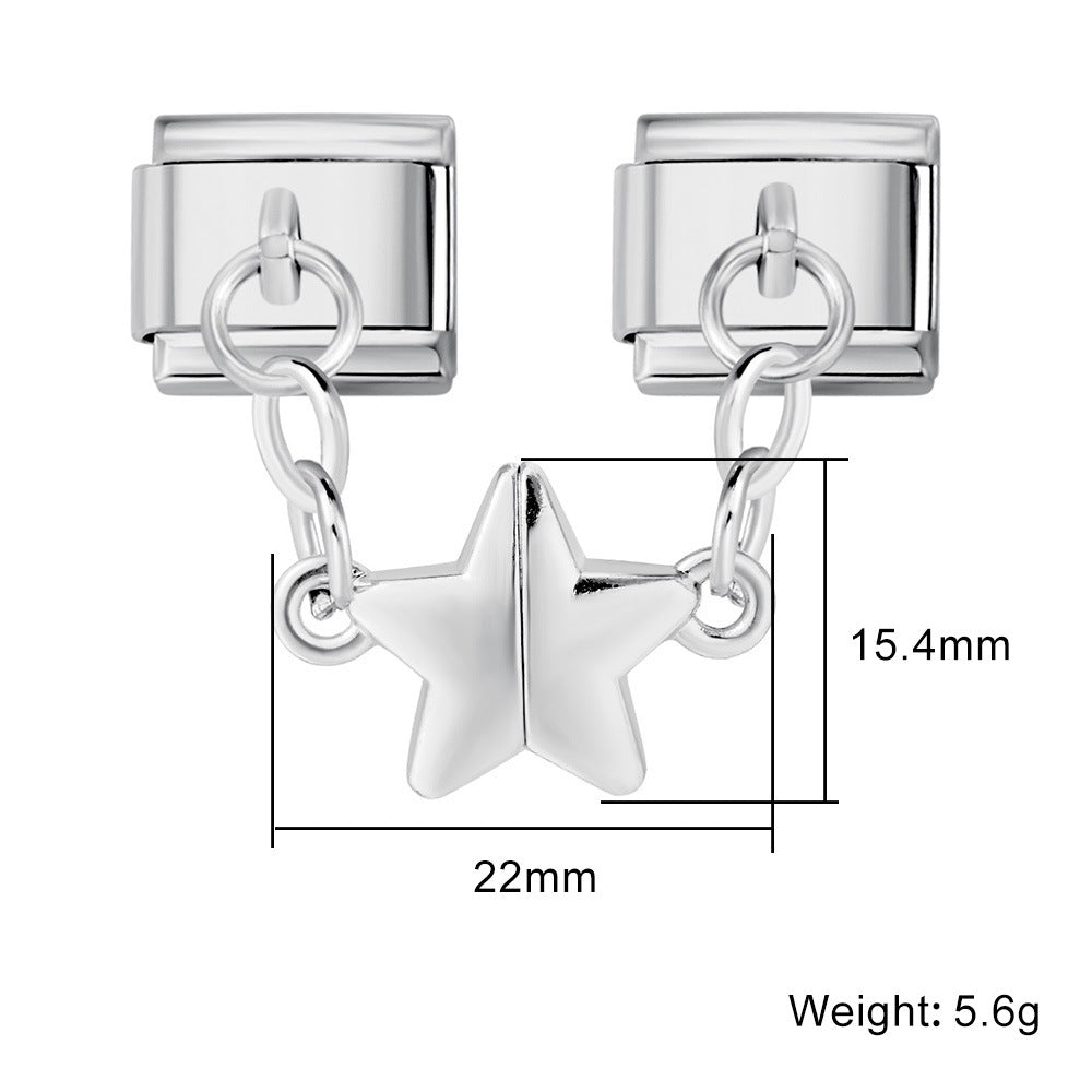 Wholesale  Italian Charm Bracelet 9mm DIY Five-Pointed Stae Creative Stainless Steel Composable Bracelet