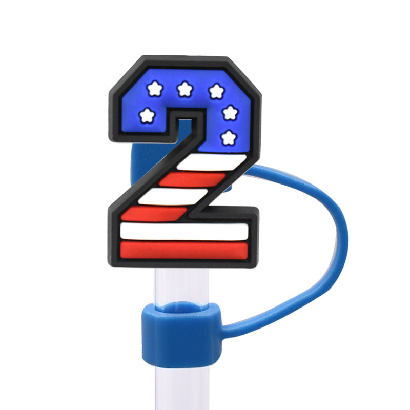 Wholesale Random 100pcs dustproof straw cap letter Straw Cover Straw Tube Cap