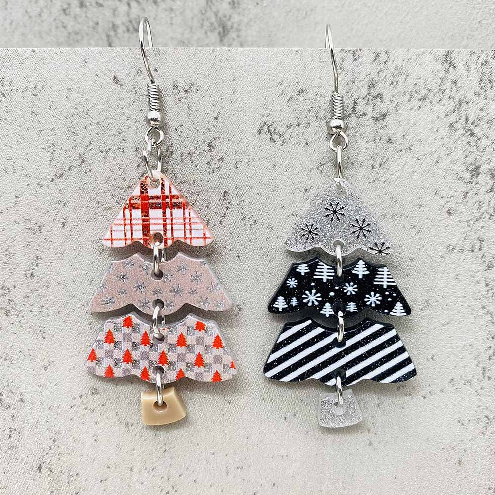 Wholesale Christmas Stitching Christmas Tree Acrylic Earrings ACC-ES-ChenY064