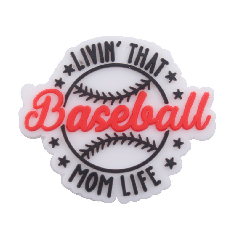 Wholesale 10pcs Cartoon Baseball Silicone Beads Focal Beads DIY Beadable Pen Accessories ACC-BDS-GuangTian027