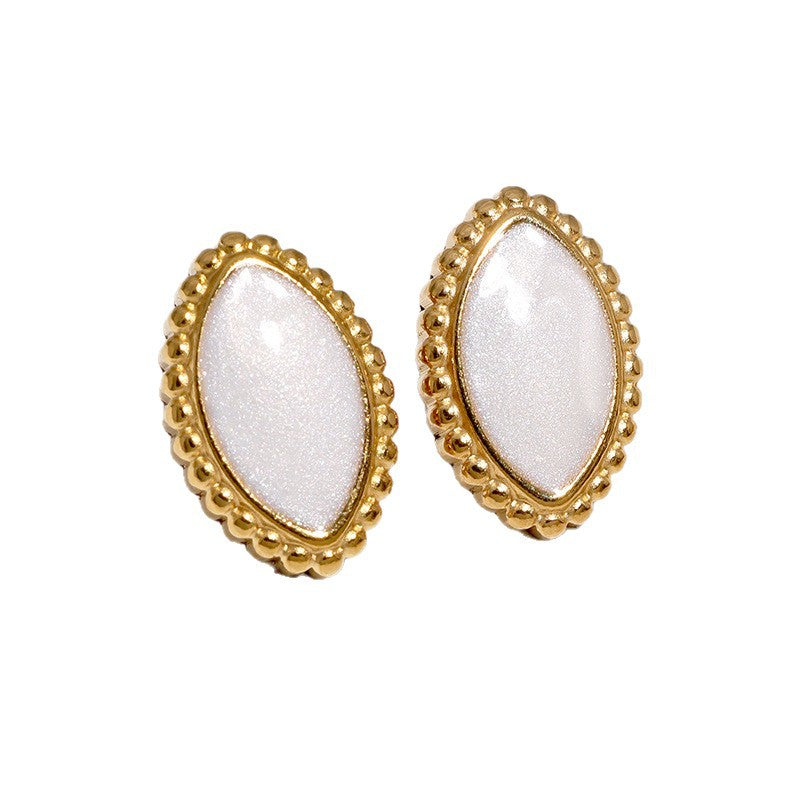 Wholesale Women S Black Marquise Earrings Stainless Steel Geometric Design Gold Plated Jewelry Accessory For Party And Gift